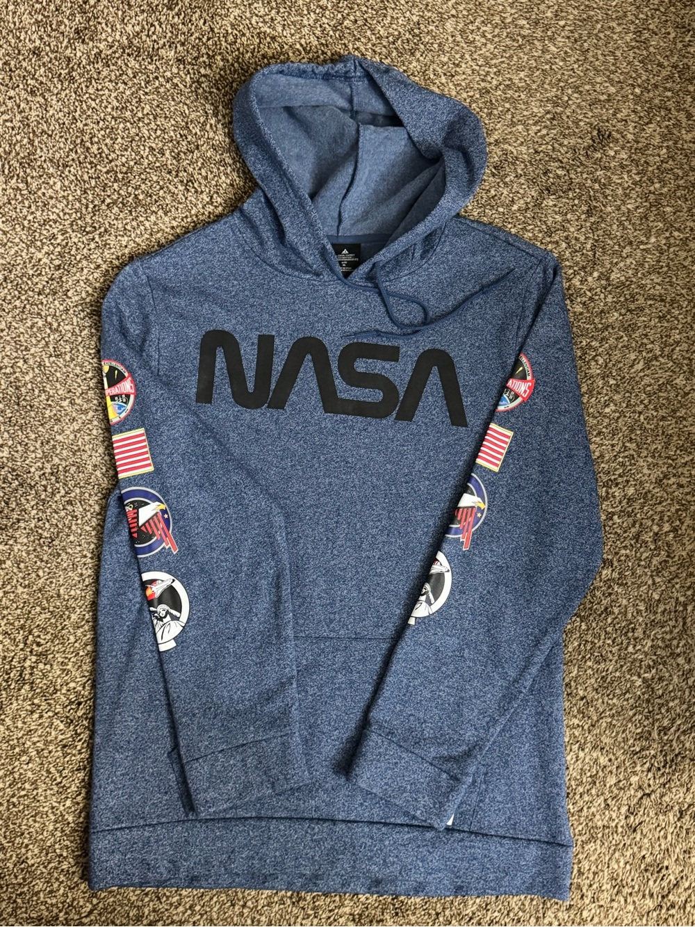 NASA Logo Blue Zip-Up Hoodie for Men